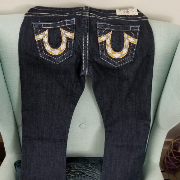 True Religion Straight Fit Dark Wash Jeans, sz 26 - Picture 2 of 6